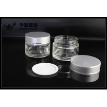 30ml Clear Empty Glass Cosmetic Jar Silver Caps Glassware